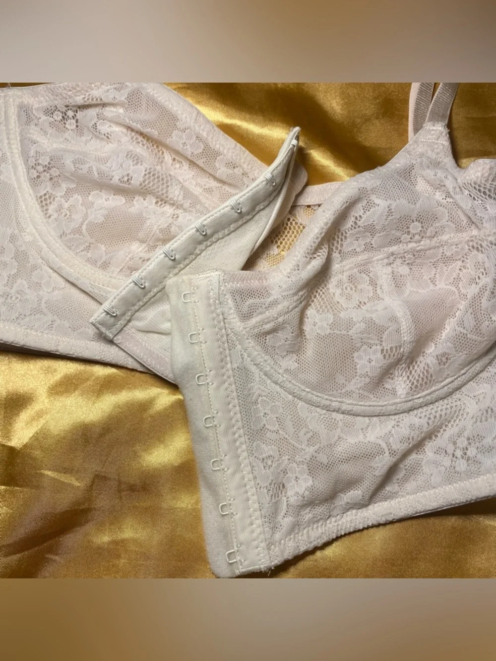 Y2K Ivory Lace Longline Bustier Bralette